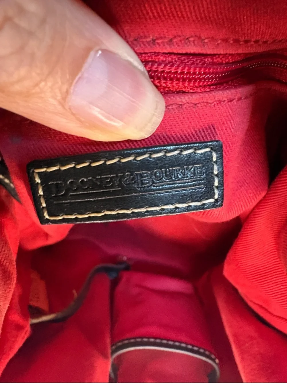 Dooney & Bourke Black Trim Signature Logo Drawstring Bucket Bag